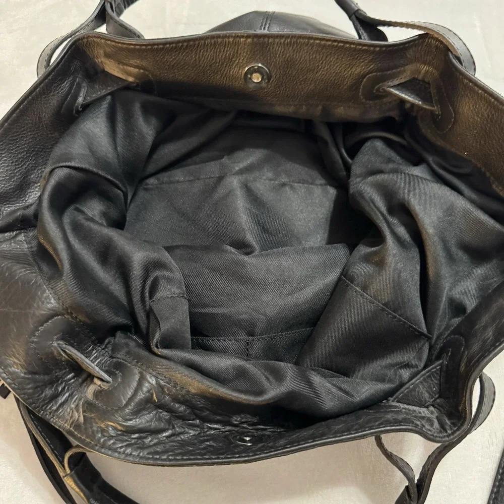 Laura DiMaggio Milano Black Leather Tote Bag Italy Crossbody Slouchy Large